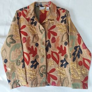 Breckenridge Red and Green Blazer with Nature-Inspired Print